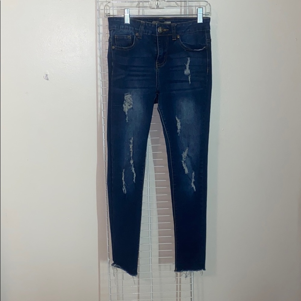denim and rivets ripped jeans